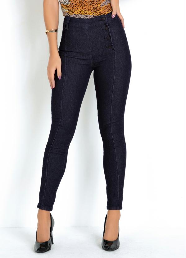 Cal�a Sawary (Jeans Escura) Cigarrete com Bot�es