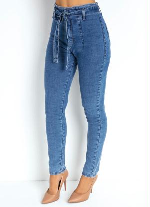 Cal�a Skinny com Pregas e Faixa Sawary