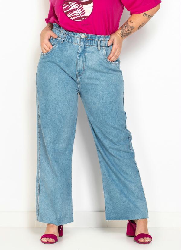 Calça Wide Leg Cropped Jeans Azul - You 
