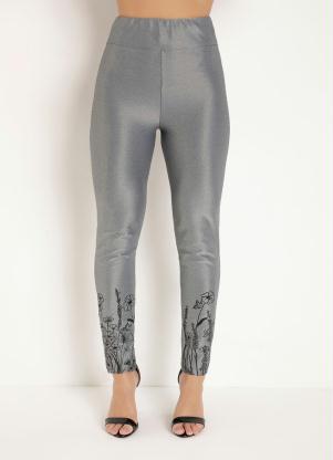 Cal�a Legging (Cinza) com Estampa na Barra