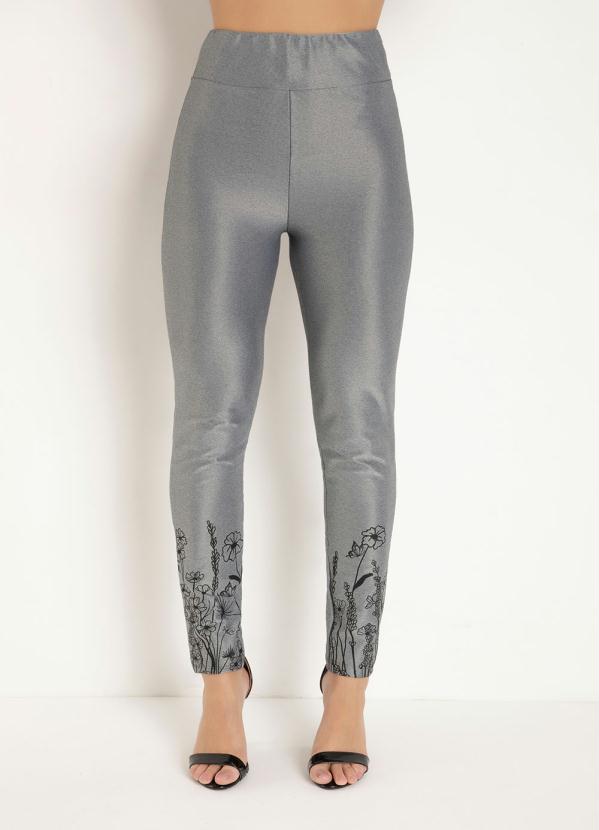Cal�a Legging (Cinza) com Estampa na Barra