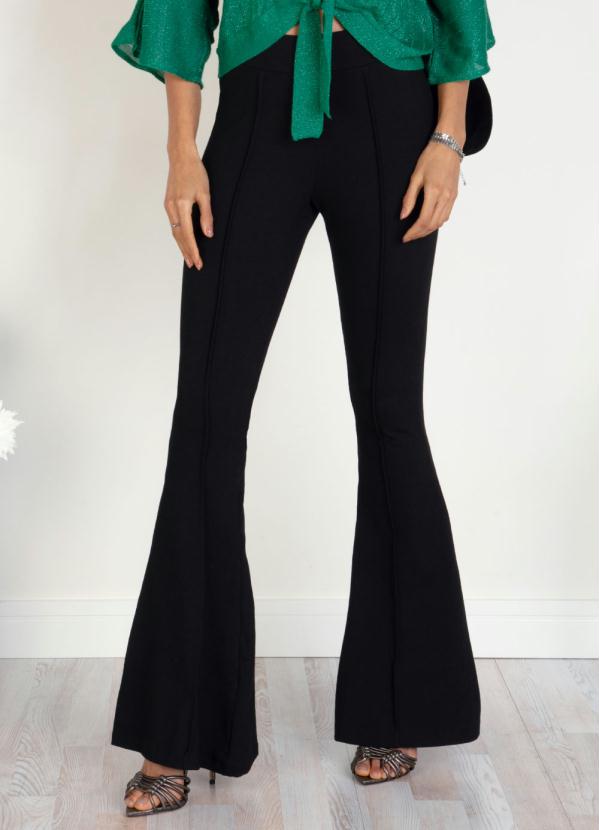 Calça (Preta) Flare Cós Largo Calça (Preta) Flare Cós Largo