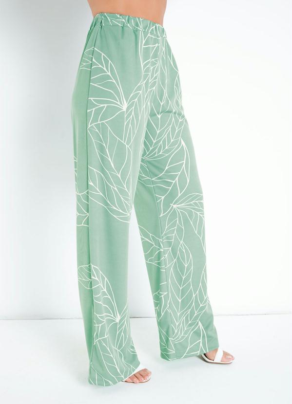 Cal�a (Folhagem) Pantalona com El�stico na Cintura