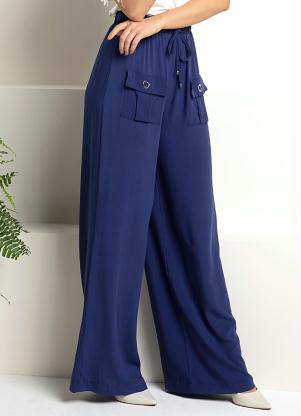 Cal�a Pantalona (Azul) com Bolsos Frontais