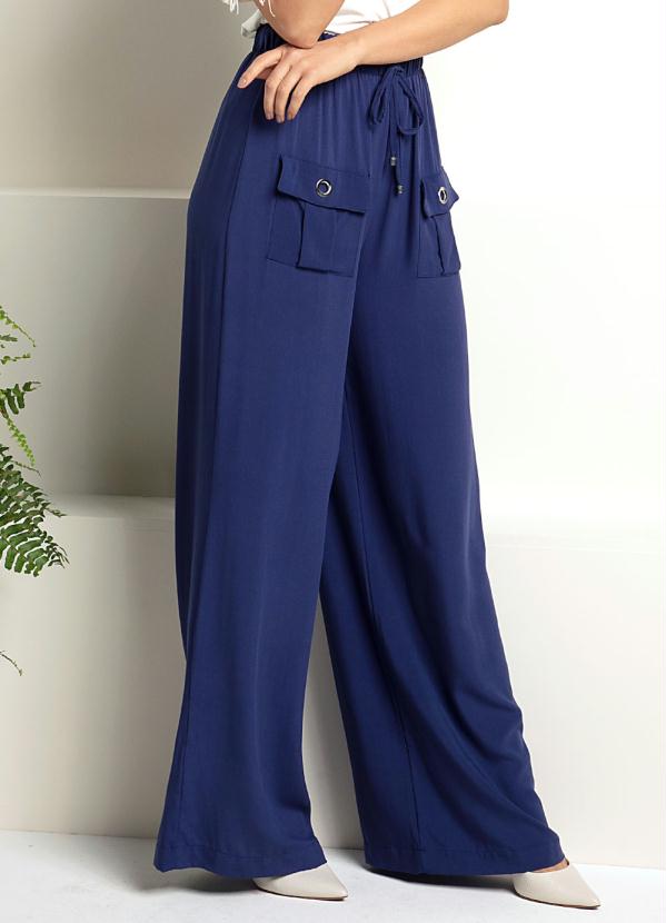 Cal�a Pantalona (Azul) com Bolsos Frontais
