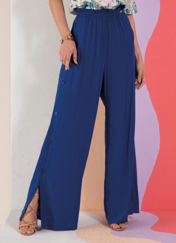 Cal�a Pantalona (Azul) com Bot�es na Lateral