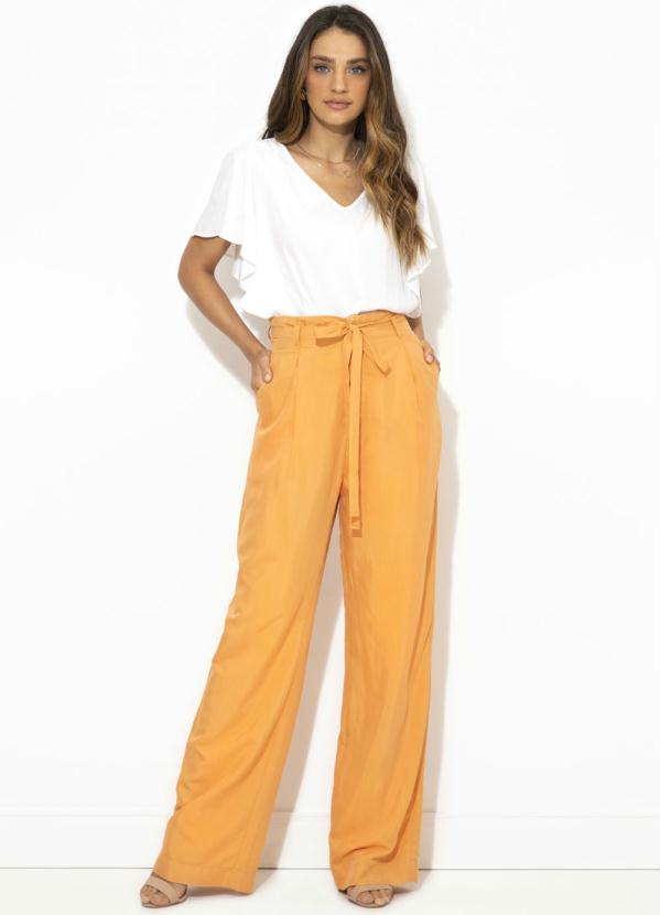 Calça Pantalona Francy Laranja 3102 - Mania de Vestir