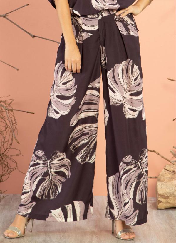 Cal�a Pantalona (Folhagem Preta) com Bolsos