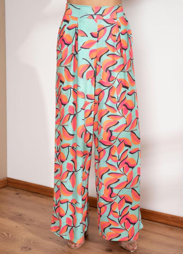 Cal�a Pantalona (Folhagem Verde) com Bolsos