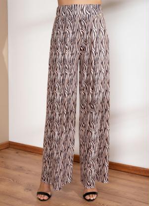Cal�a Pantalona (Tigre Bege) com Pregas e Bolsos