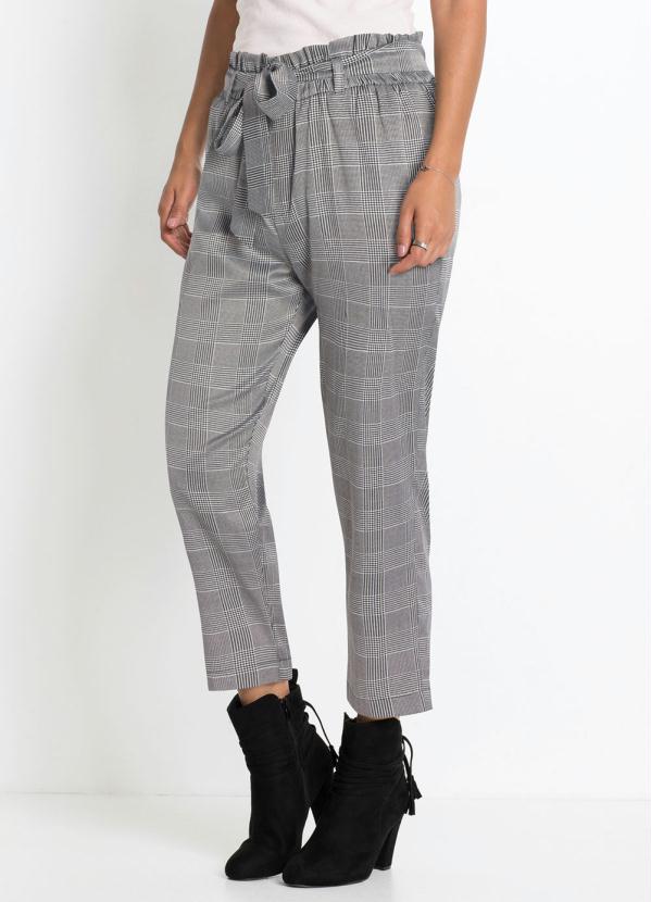 Calça Clochard com Amarração (Xadrez Cinza) Calça Clochard com Amarração (Xadrez Cinza)
