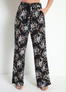 Calça Floral Marinho com Faixa