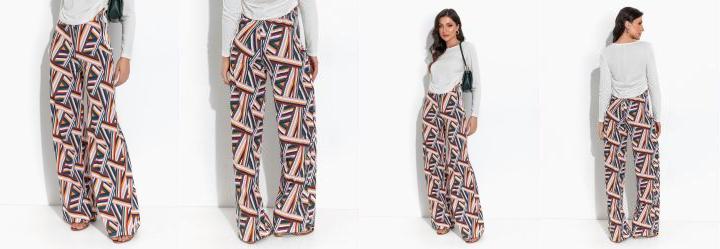 Cal�a Listras Mostarda com El�stico na Cintura