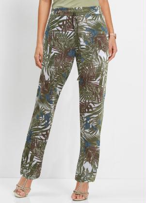 Cal�a Reta Estampada (Folhagens Verde)