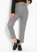 Cal�a Reta Listras Cinza com El�stico no C�s