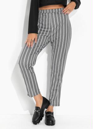 Cal�a Reta (Listras Cinza) com El�stico no C�s