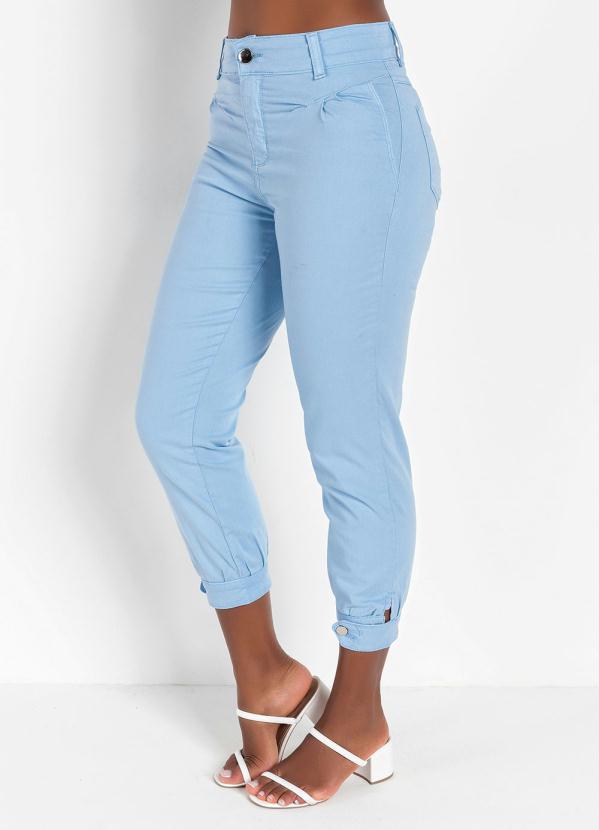 Cal�a (Azul) Jogger com Pregas e Bot�o Sawary