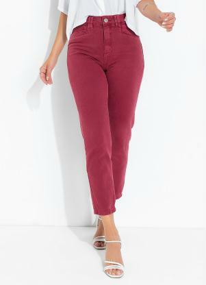 Cal�a (Bord�) Mom Jeans com Drapeado Sawary
