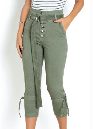 Cal�a Cropped (Verde) Sawary com Cinto Ajust�vel