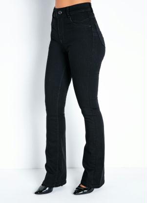 Cal�a (Preta) Boot Cut com Bolsos Sawary