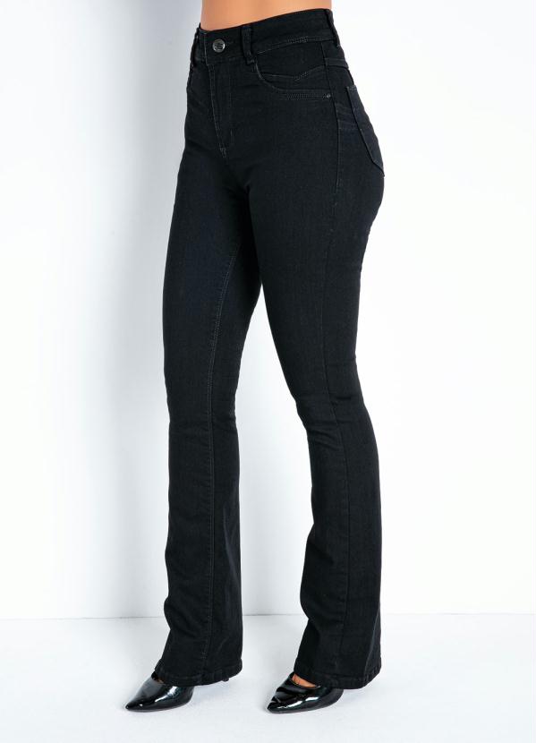 Cal�a (Preta) Boot Cut com Bolsos Sawary