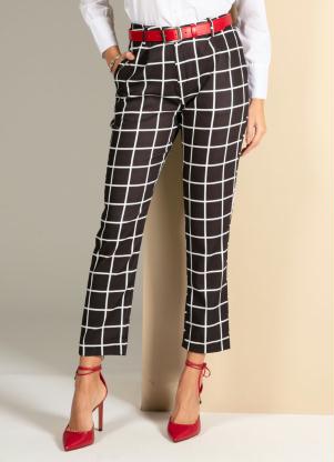 Cal�a (Xadrez) Cigarrete com Cintura Alta