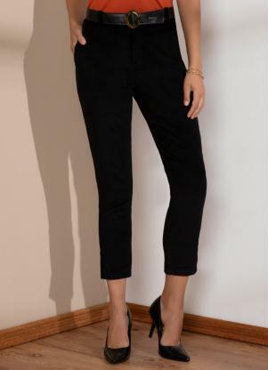 Cal�a (Preta) de Veludo Cotele com Fenda na Barra