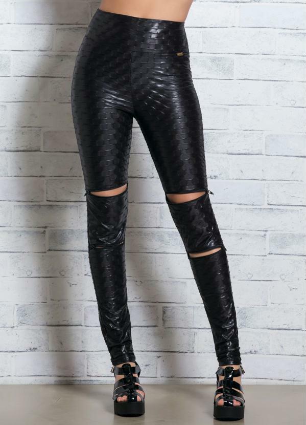 calça legging com ziper na perna