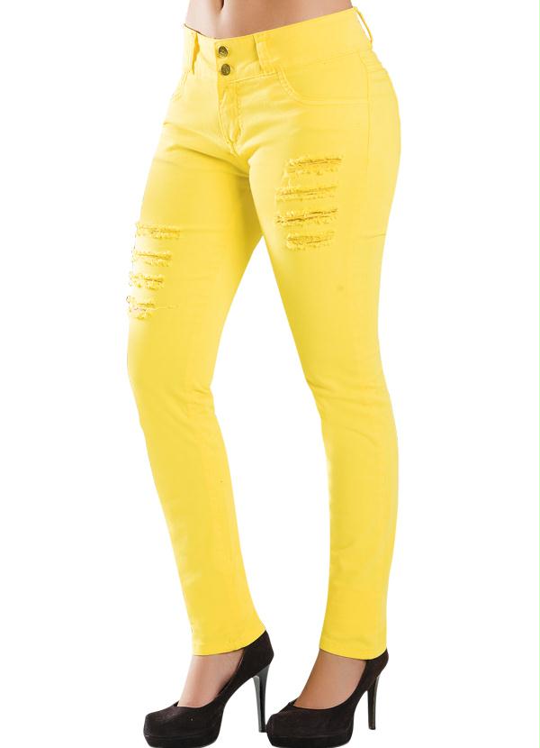 calca amarela feminina