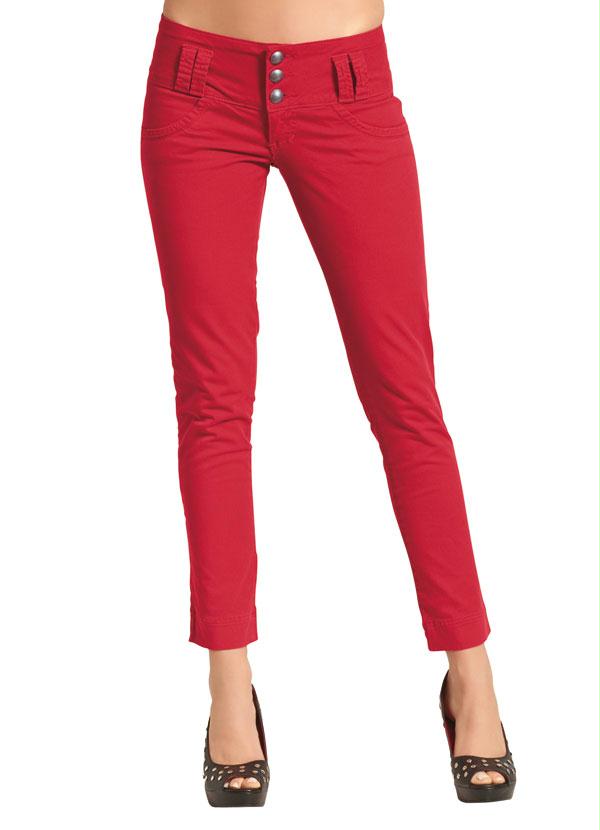 calça jeans feminina vermelha