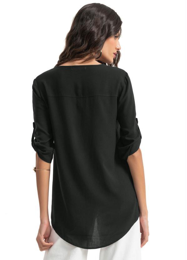 camisa alongada feminina preta