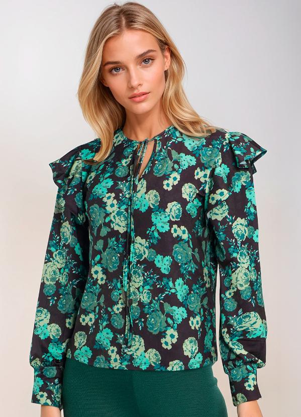 Blusa Manga Longa (Floral Dark)