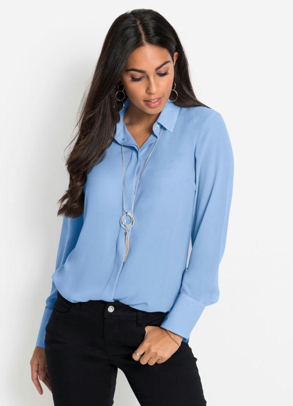 Camisa com Leve Transpar�ncia (Azul Claro)