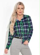 Camisa com Mangas Longas Xadrez Marinho 