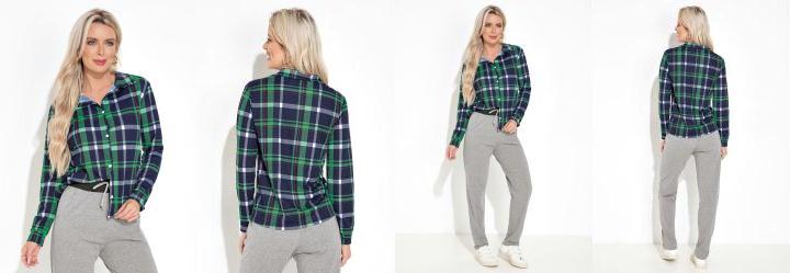 Camisa com Mangas Longas Xadrez Marinho