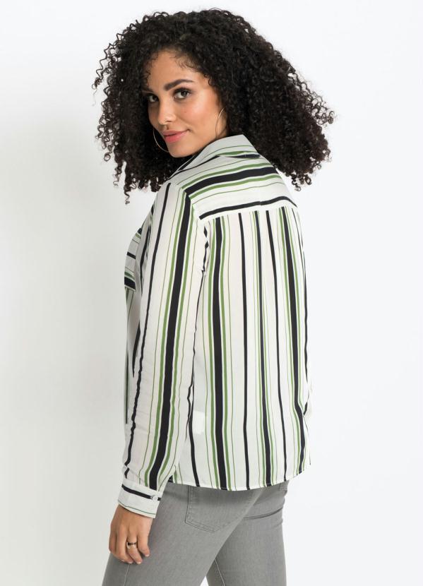camisa viscose feminina listrada
