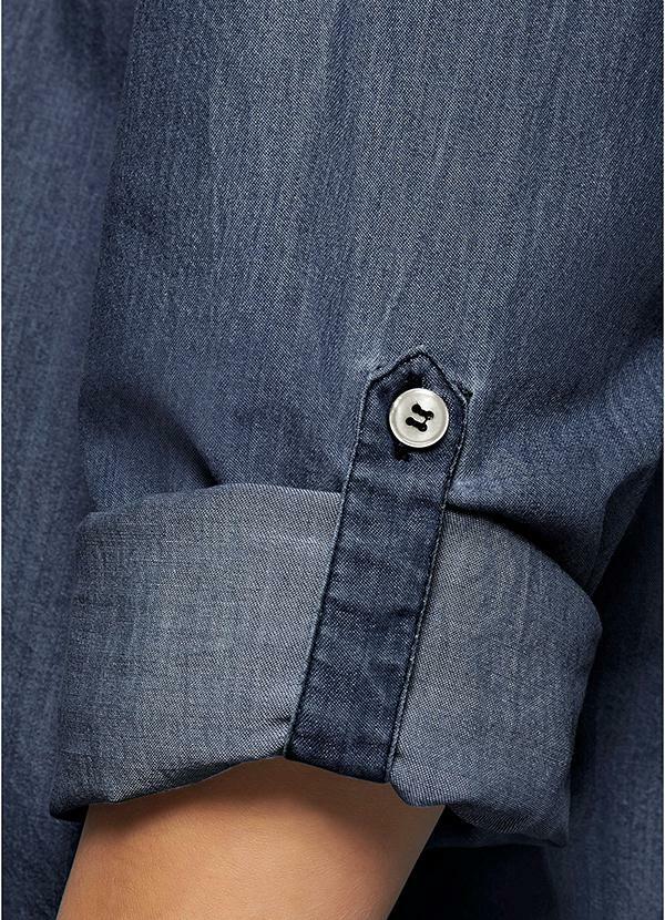 camisa jeans sem gola