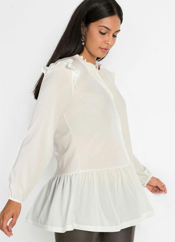Camisa Manga Longa com Babado (Branca)
