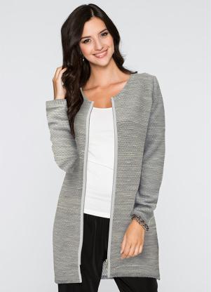 Cardigan de Tric� Alongado (Cinza Mescla)