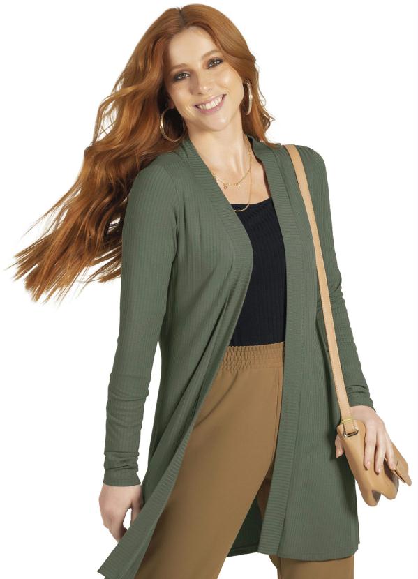 cardigan feminino malha canelada