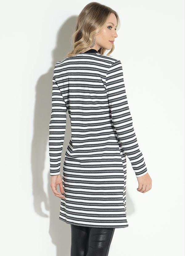 cardigan alongado listrado