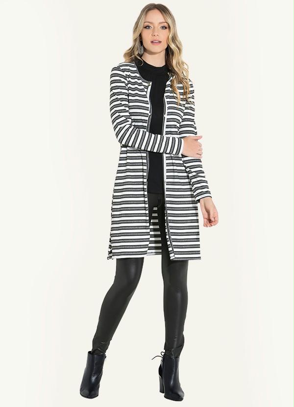 cardigan alongado listrado