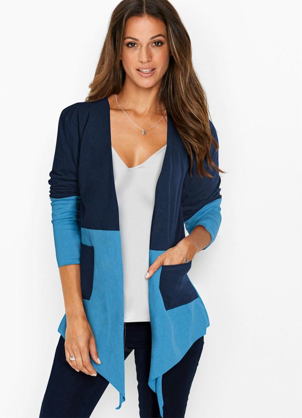 Cardigan Assim�trico (Azul Escuro)
