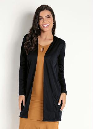 Cardigan com Bolsos (Preto)