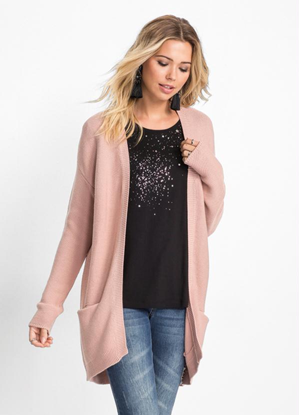 Cardigan com Bolsos (Ros�)