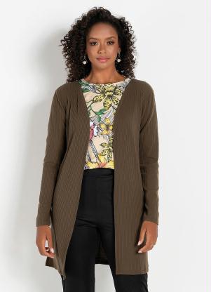 Cardigan com Fendas (Verde)
