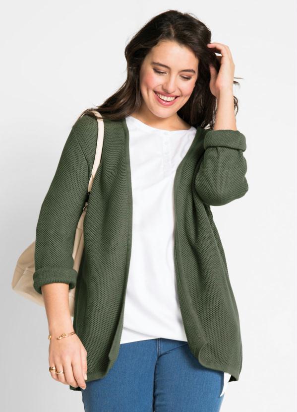 Cardigan de Tric� B�sico (Verde)