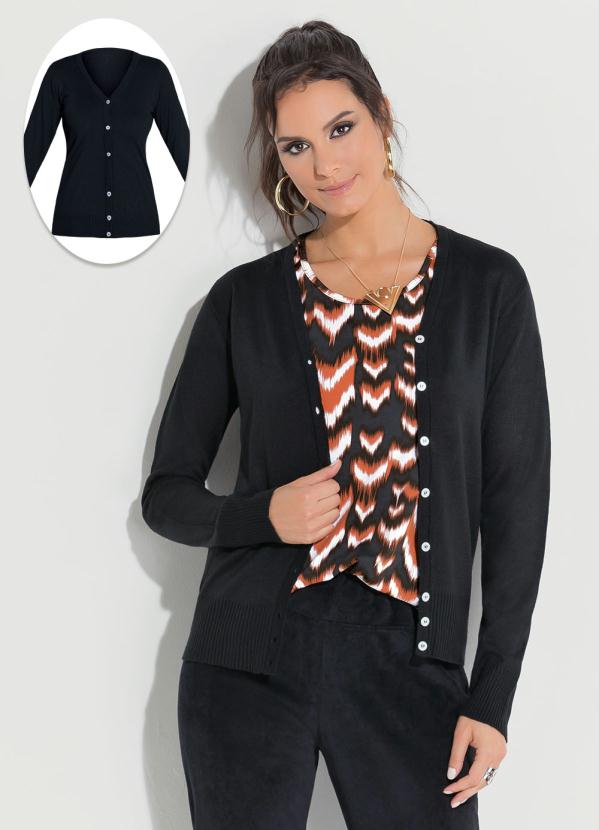 cardigan preto feminino curto