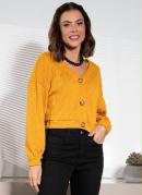 Casaco Caramelo em Malha Jacquard