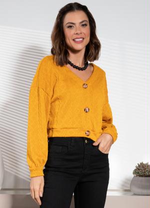 Casaco (Caramelo) em Malha Jacquard